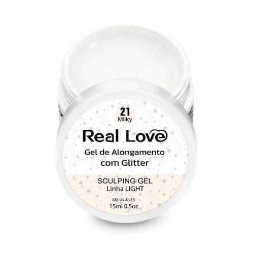 Gel de Modelagem com Glitter para Unhas - Linha Light - 15ml - Real Love