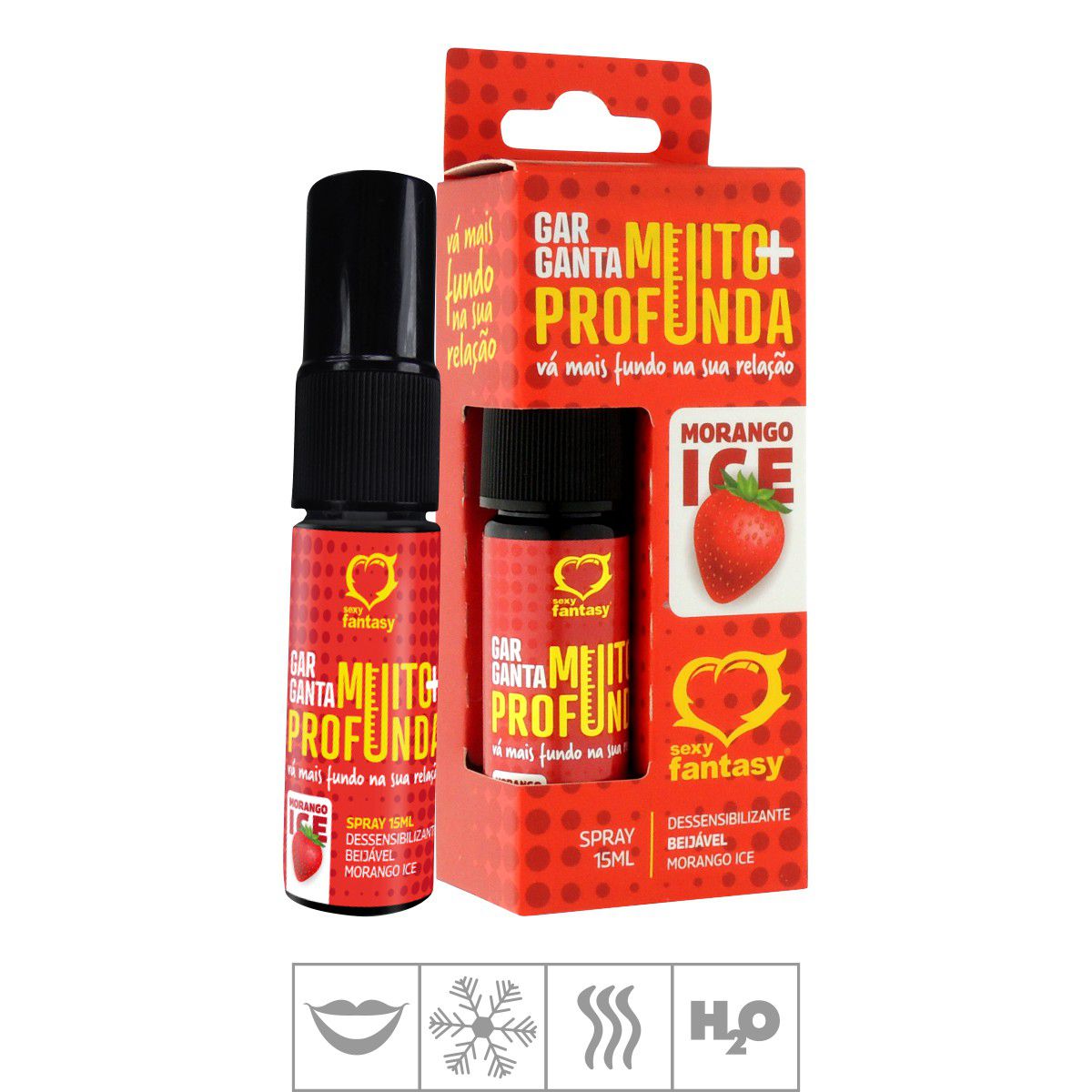 Spray Para Sexo Oral Garganta Muito + Profunda 15ml - Morango