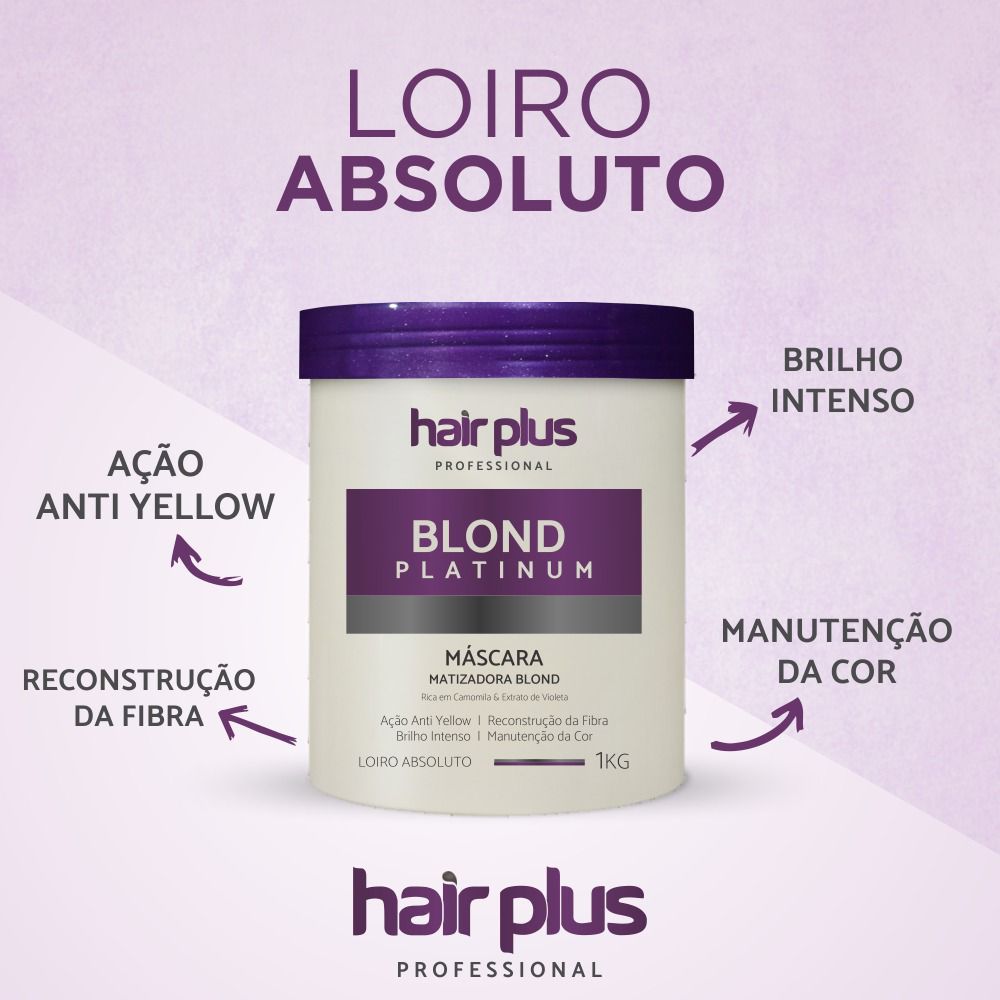 Hair Plus Máscara Matizante Blond Platinum 1Kg