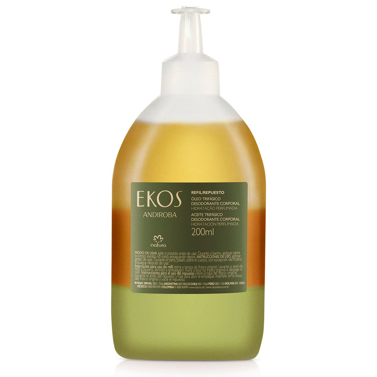 Ekos Andiroba Eco Refill Triple Phase Shower Oil 200ml - Natura