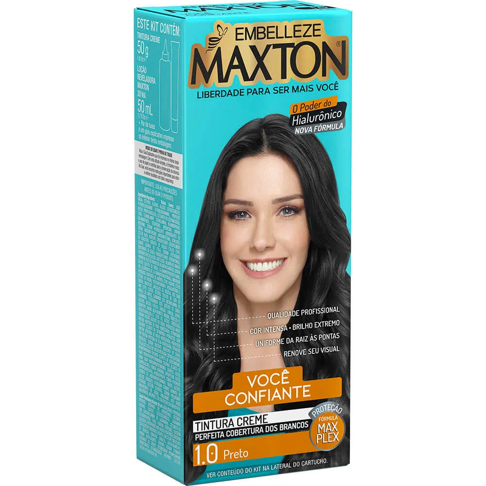 Tinta de Cabelo Embelleze Maxton Você Mais Confiante Preto 1.0 KIT ECONOMICO