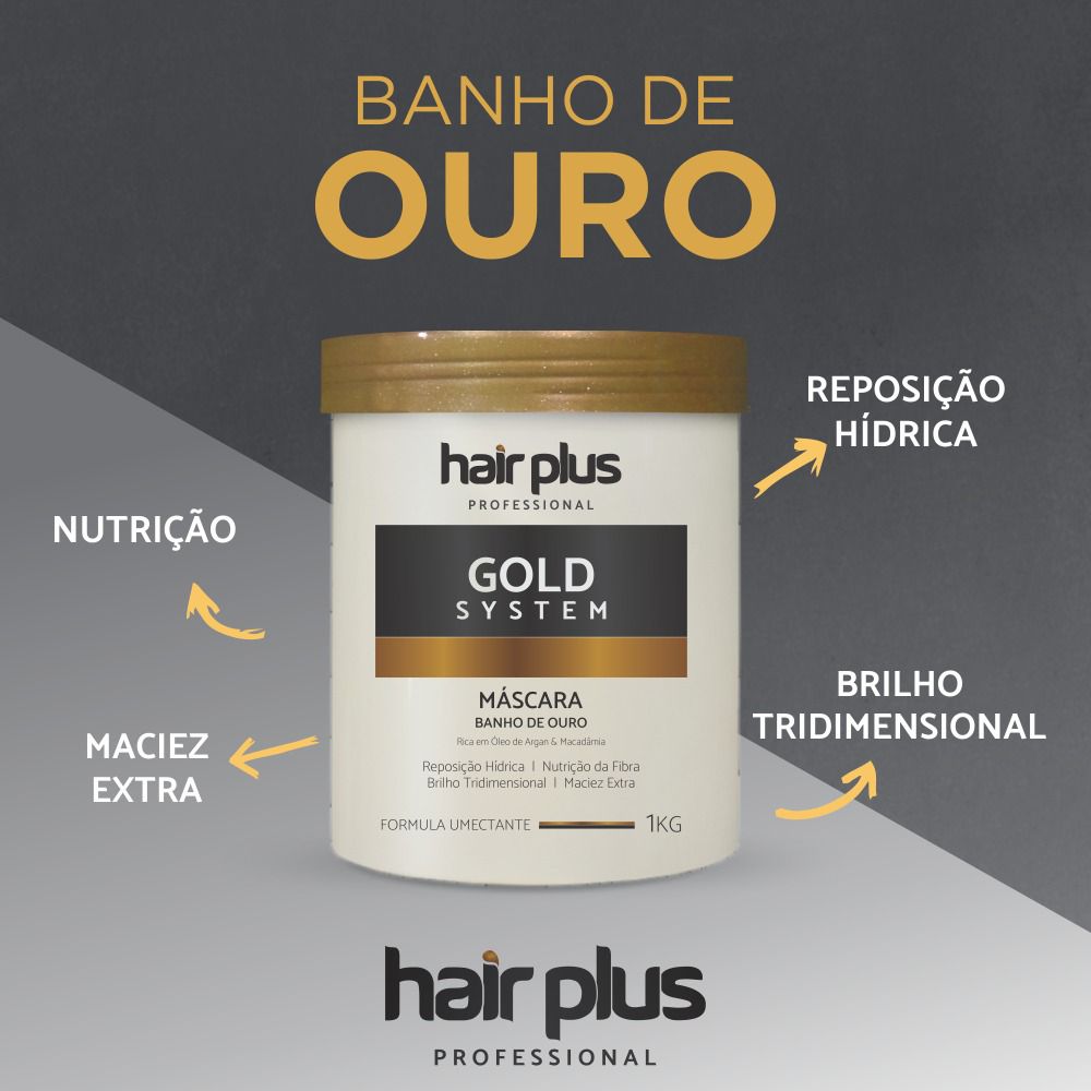 Hair Plus Máscara Gold Banho de Ouro 1Kg