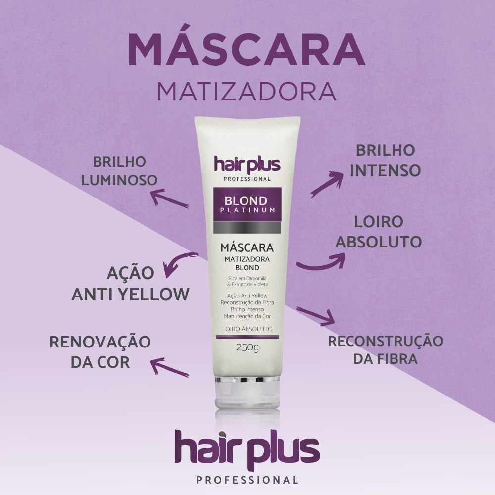 Hair Plus Máscara Matizante Blond Platinum 250ml