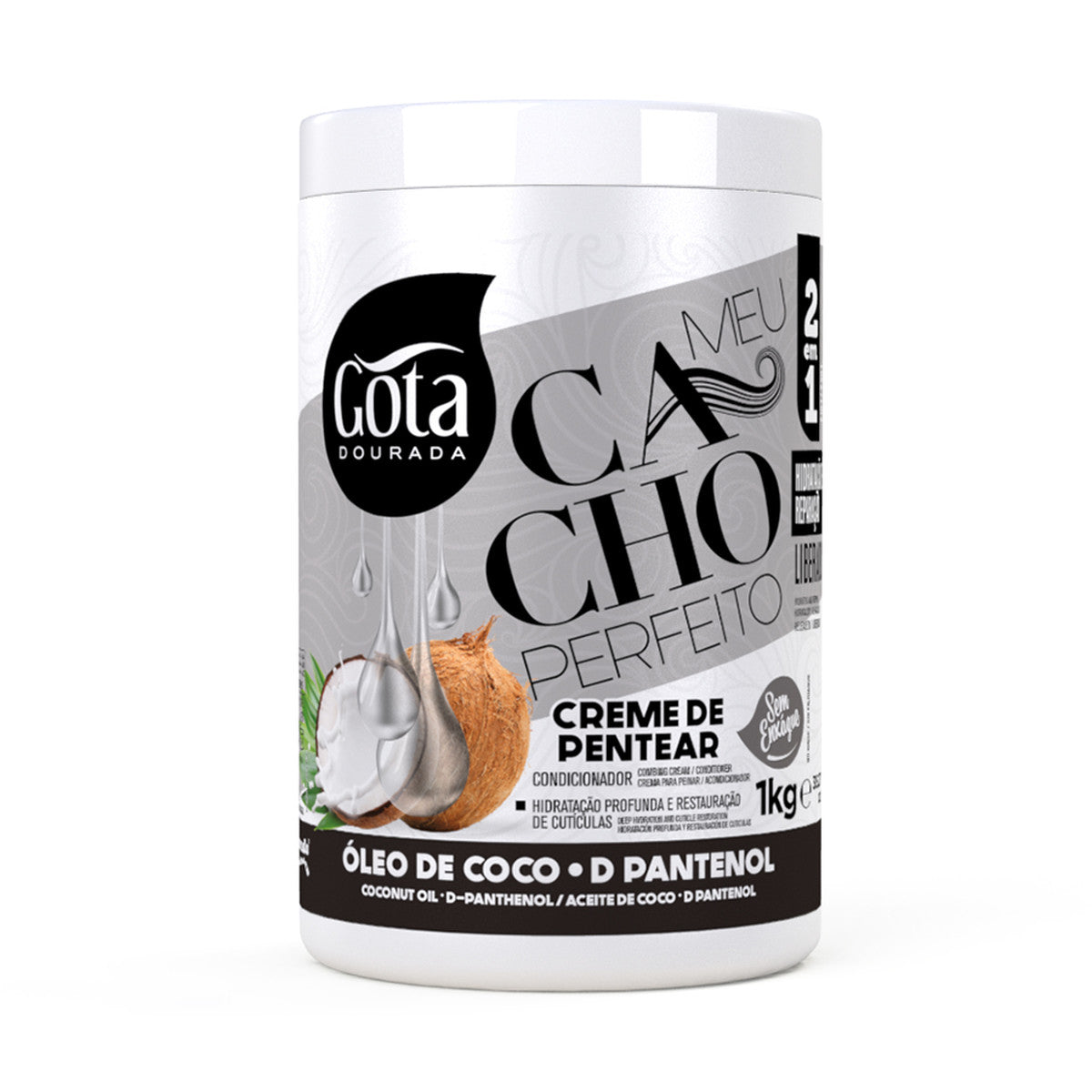 Gota Dourada Meu Cacho Perfeito Creme De Pentear Óleo Coco 1kg