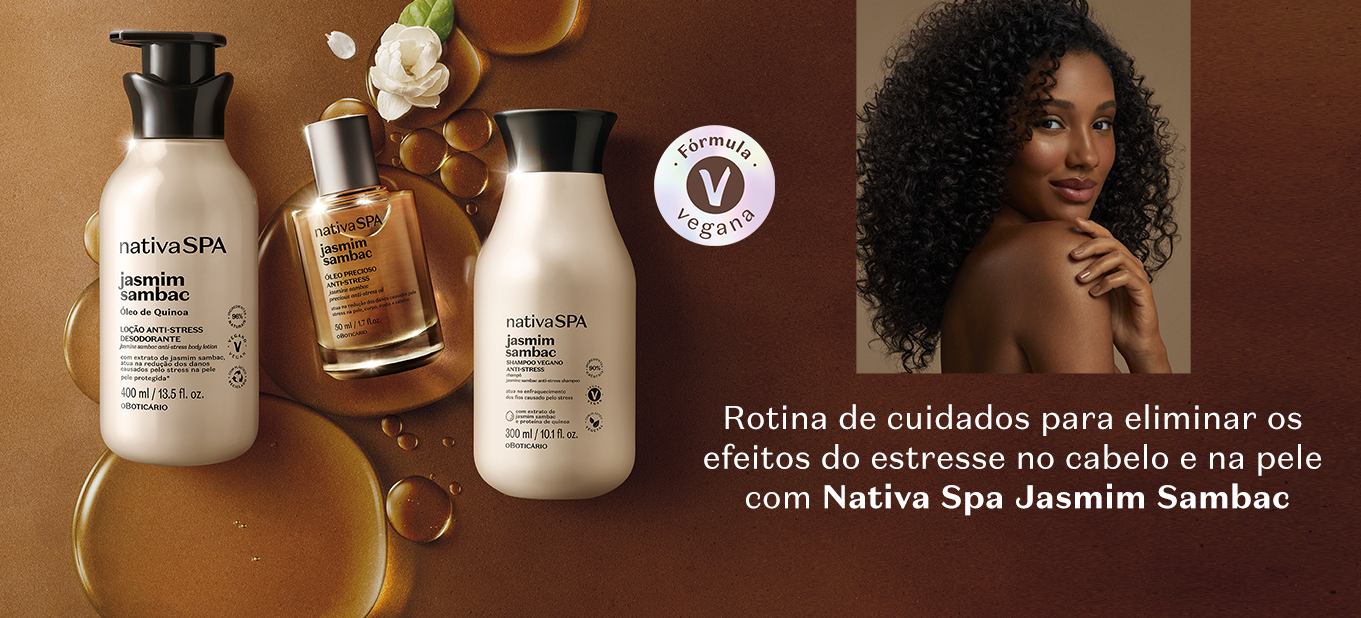 Routine to eliminate the effects of stress on skin and hair with Nativa Spa Jasmine Sambac