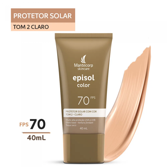 Protetor Solar Facial Episol Color Tom 2 Médio Claro  Fps 70