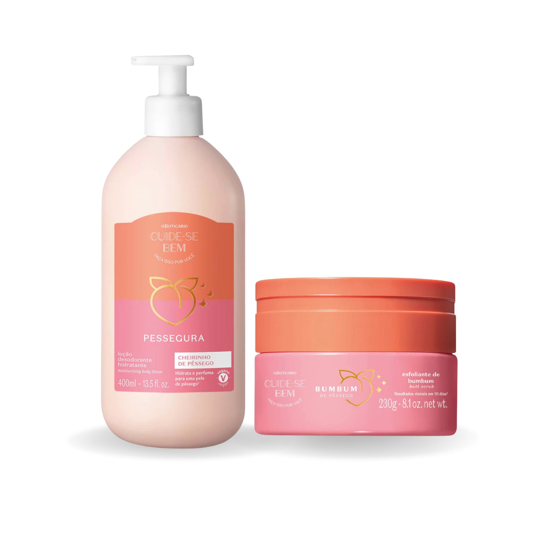 O Boticário Pessegura Kit – Exfoliator + Body Moisturizer