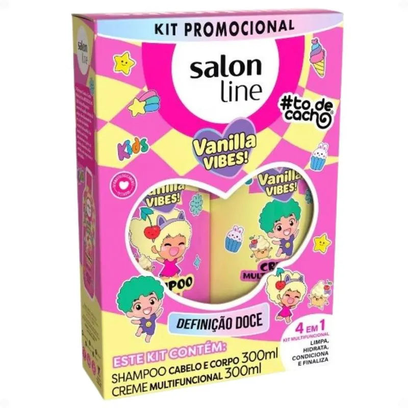 Salon Line Kids Vanilla Vibes Kit! #ToDeCacho: Hair and Body Shampoo and Multifunctional Cream 300ml