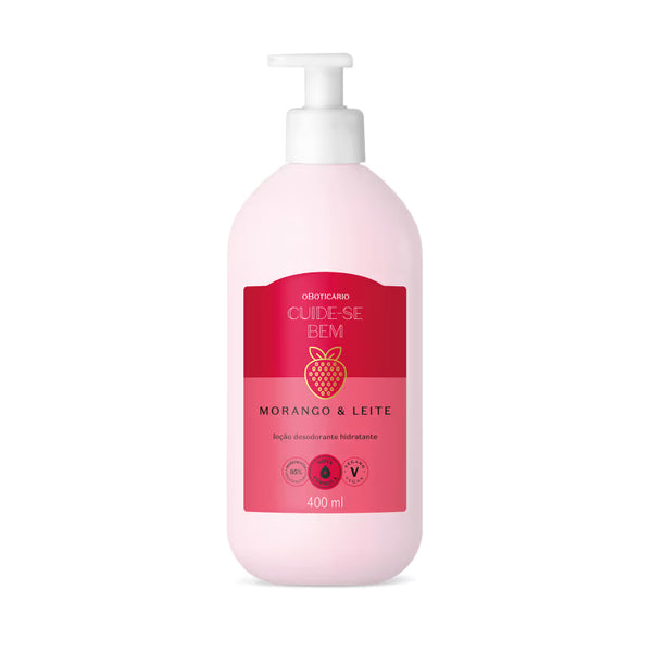 Cuide-se Bem Strawberry and Milk Body Moisturising Deodorant Lotion 400ml