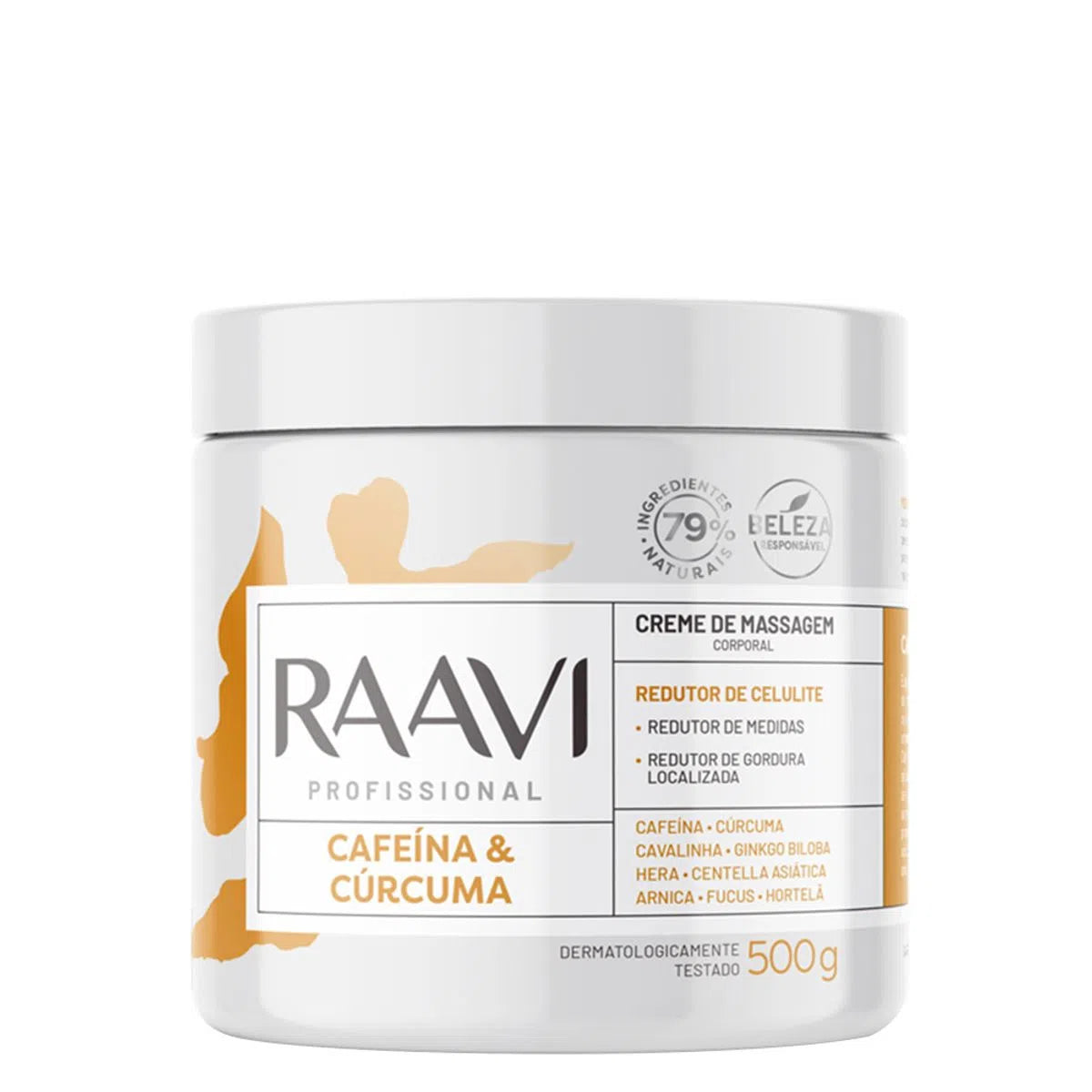 Crème de massage corporel de la caféine et du curcuma Raavi 500g