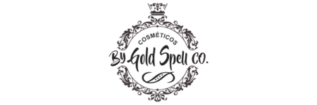 Logo of By Gold Spell Co. with decorative elements on a white background