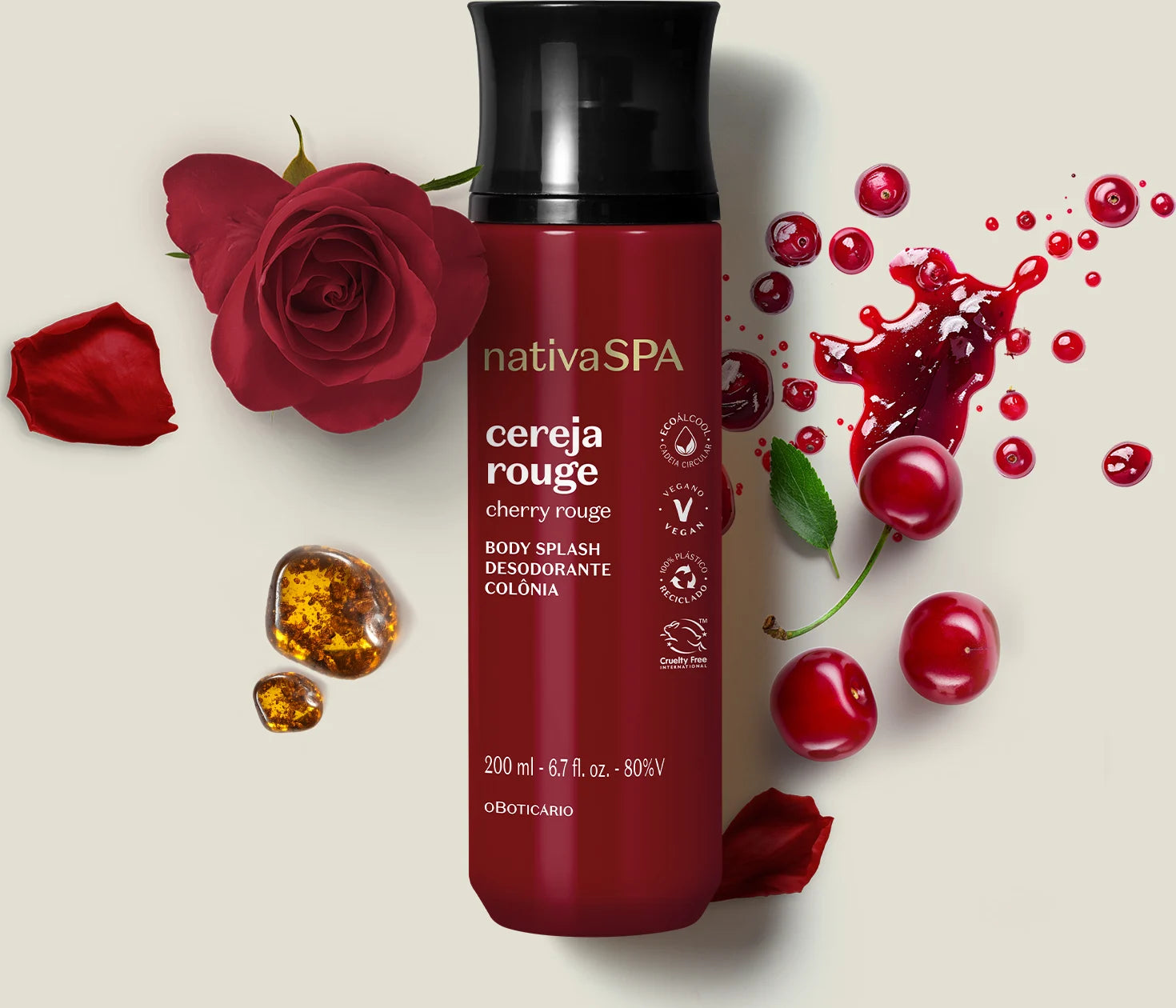 Body Splash Desodorante Colônia Nativa Spa Cereja Rouge - 200ml