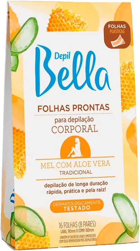 Body Hair Removal Strips DEPIL BELLA 16UN Honey with Aloe Vera