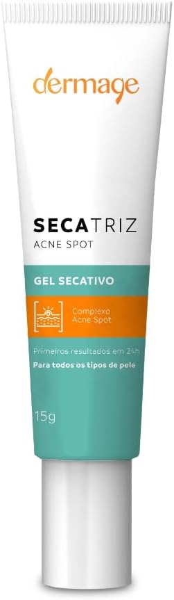 Secatriz Acne Spot, Anti-Acne Drying Gel, Anti-Inflammatory Action, Formulated with Gluconolactone, Salicylic Acid, Tea Tree Oil, 15g