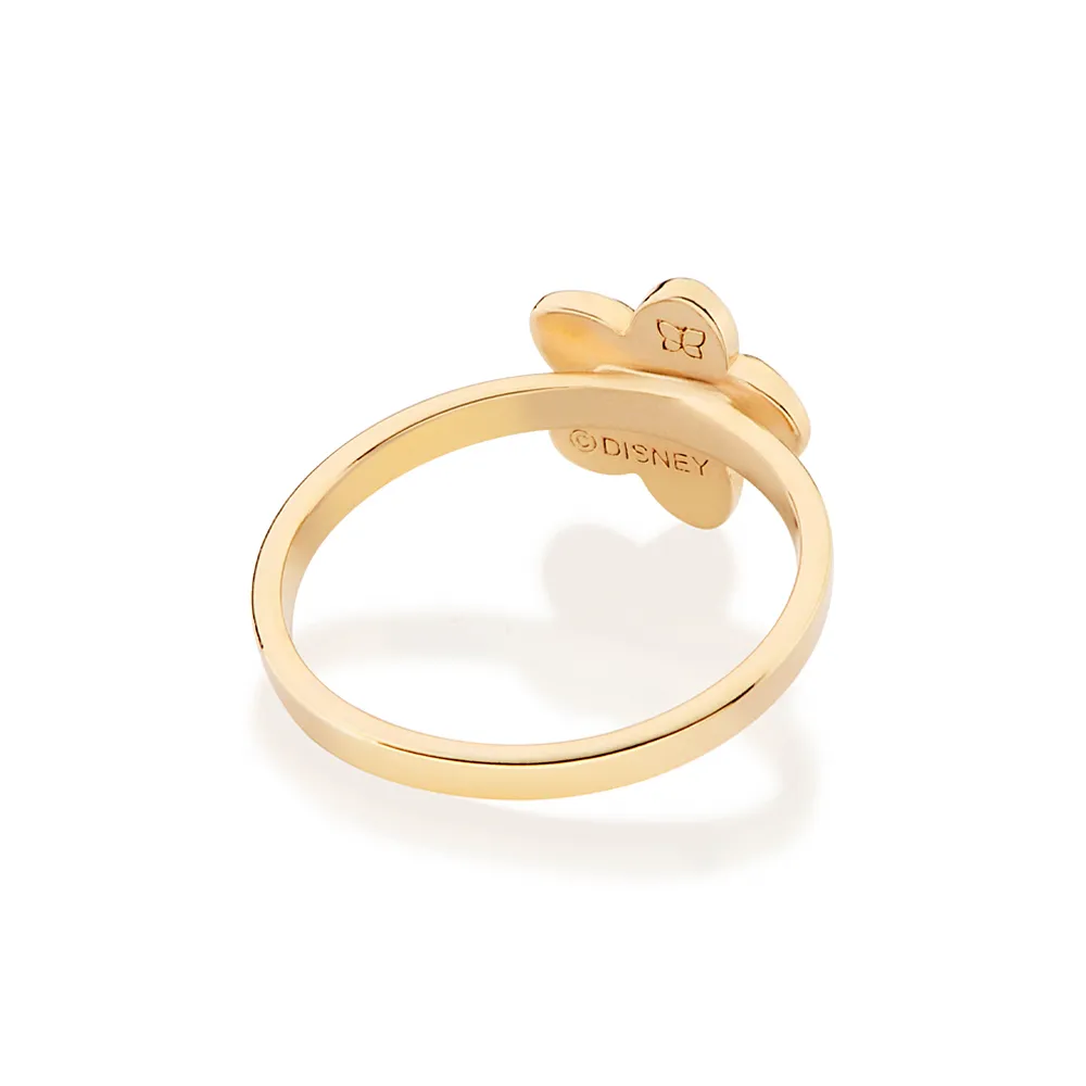 Anel Fino de Flor de Plumeria Banhado a Ouro 18k