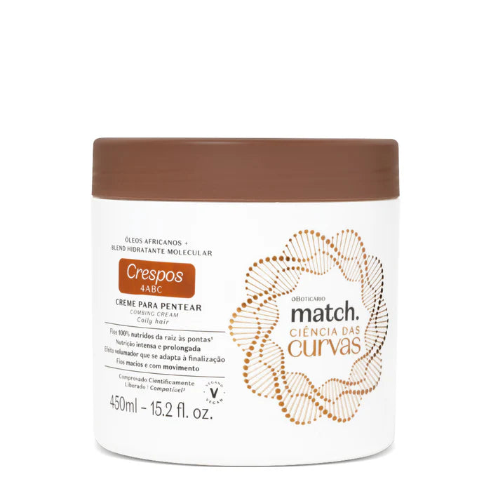 Creme para Pentear Cabelos Crespos Match Ciência das Curvas, 450ml