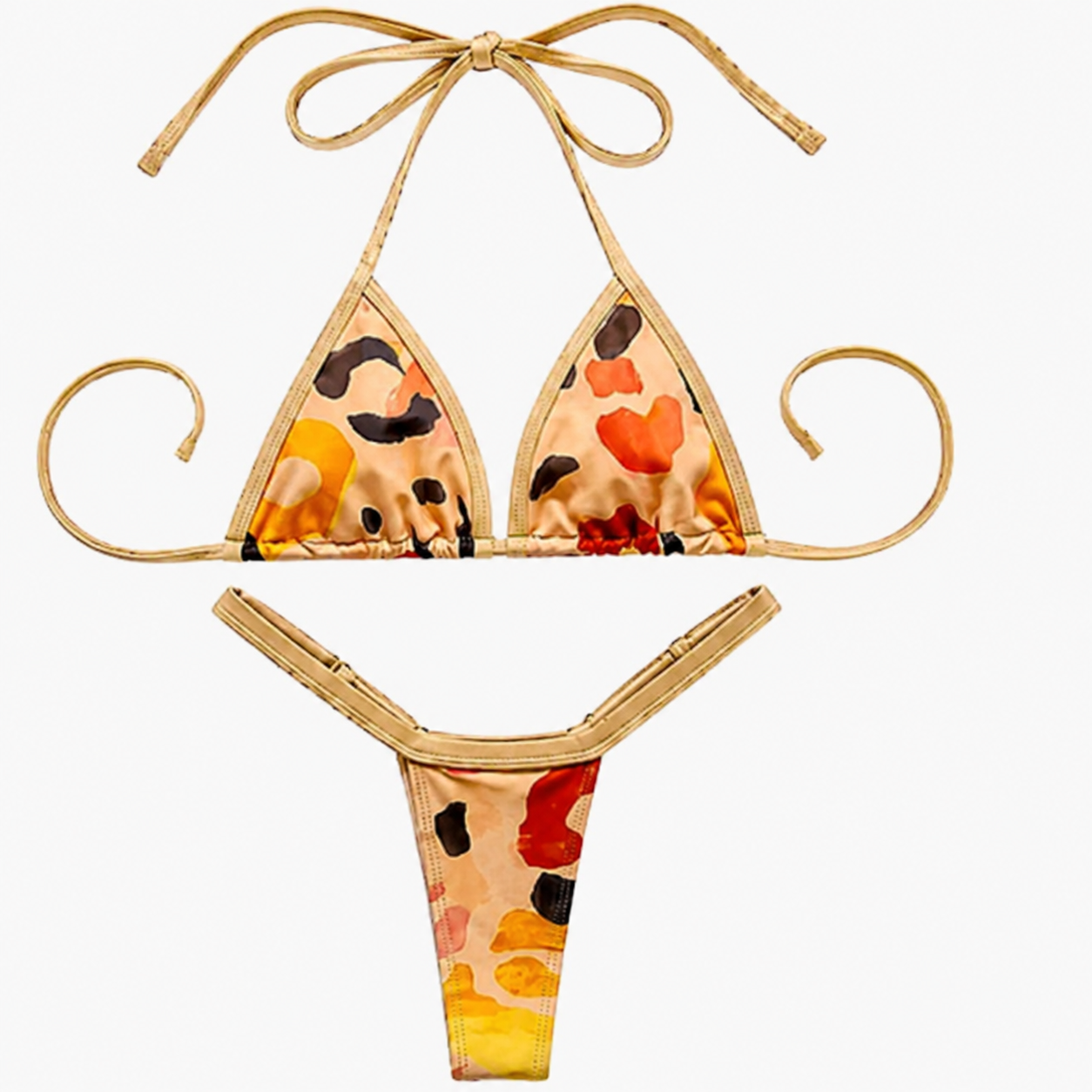 String bikini with double-string bottom, abstract print Fita Tule