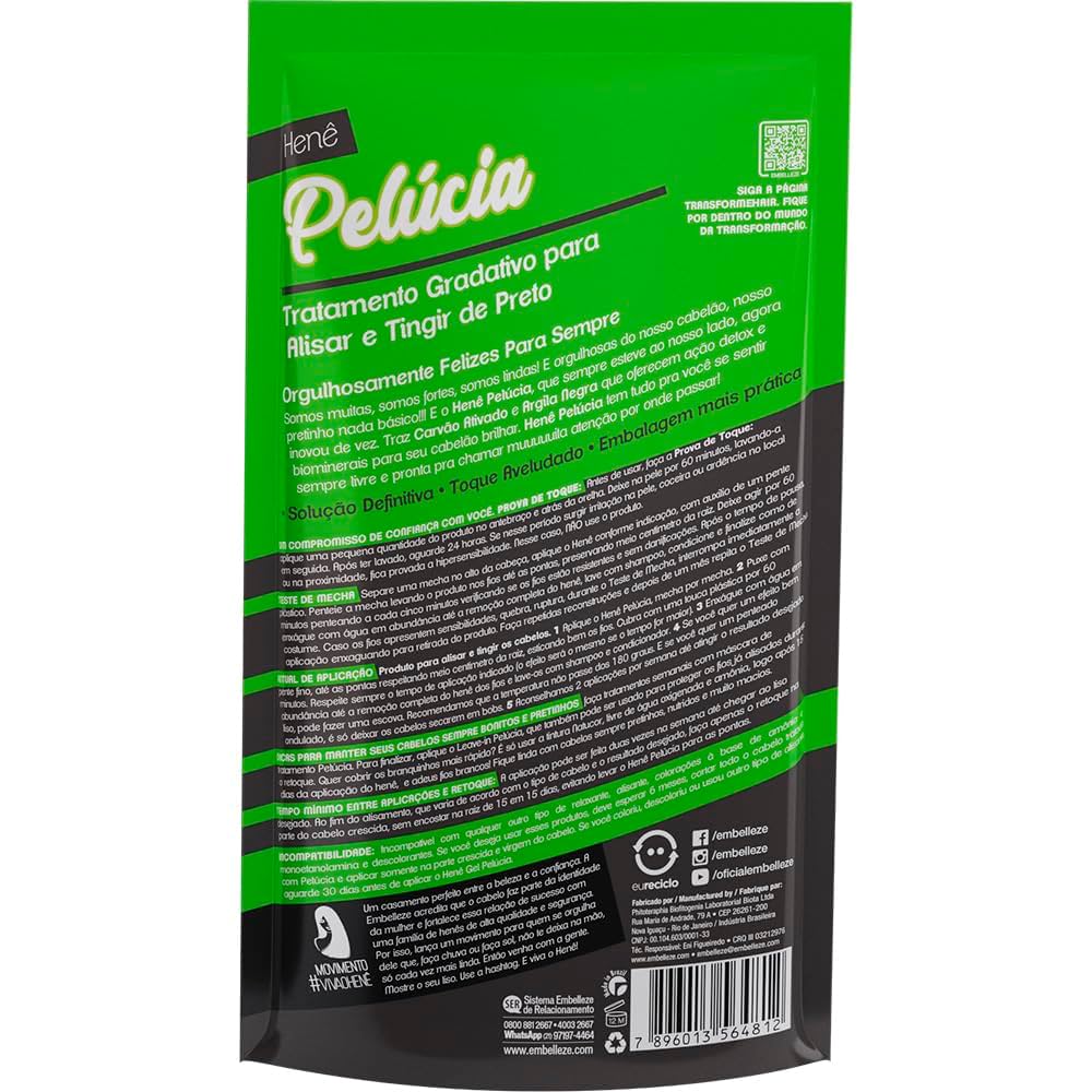 Black Henê Pelúcia Activated Carbon Pouch 180g Preto Carvao