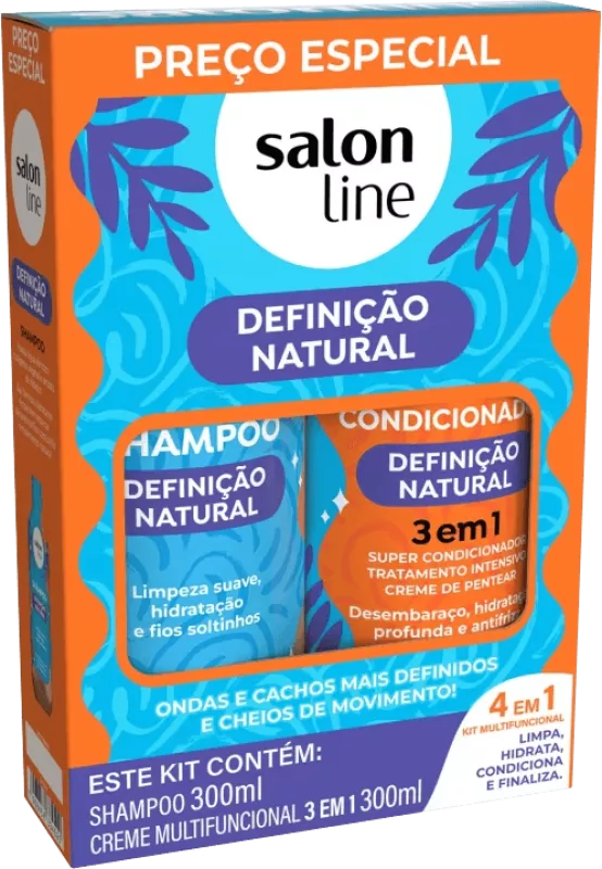 Salon Line Shampoo 300ml Natural Definition + Multifunctional Cream 300ml Natural Definition 3 in 1