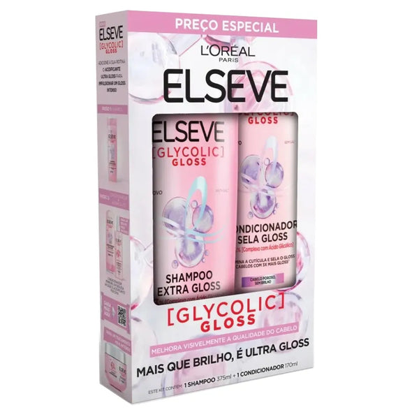 Elseve Kit: Shampoo 375ml + Glycolic Gloss Conditioner 170ml