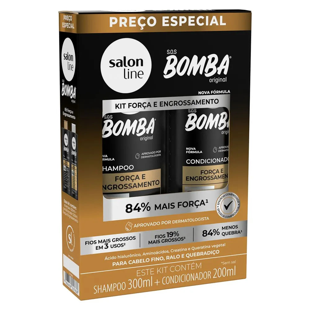 Salon Line Kit: Shampoo + Conditioner SOS Bomba Strength and Thickening
