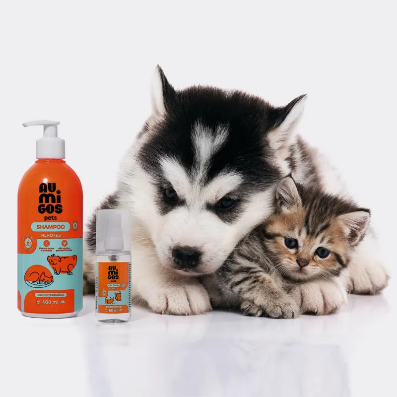 Combo Au.Migos Pets: Shampoo para Filhotes 400ml + Colônia Filhotes 60ml
