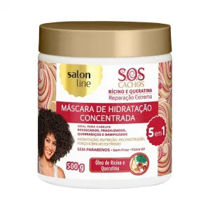 SOS Curls Castor and Keratin Hydration Mask Salon Line 500g ricinio e KERATINA