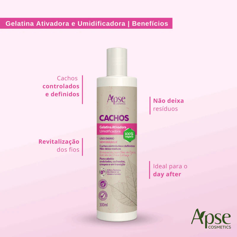 Gelatina Ativadora e Umidificadora Cachos 300ml - Ação Condicionante