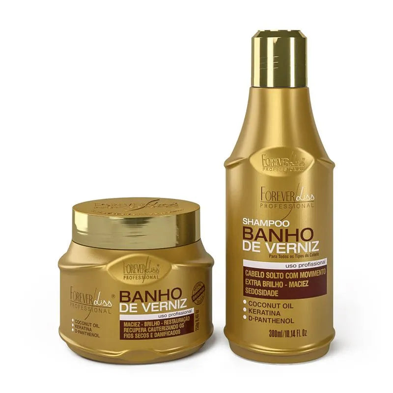 Kit Especial Banho de Verniz Forever Liss com Shampoo 300ml Máscara 250g