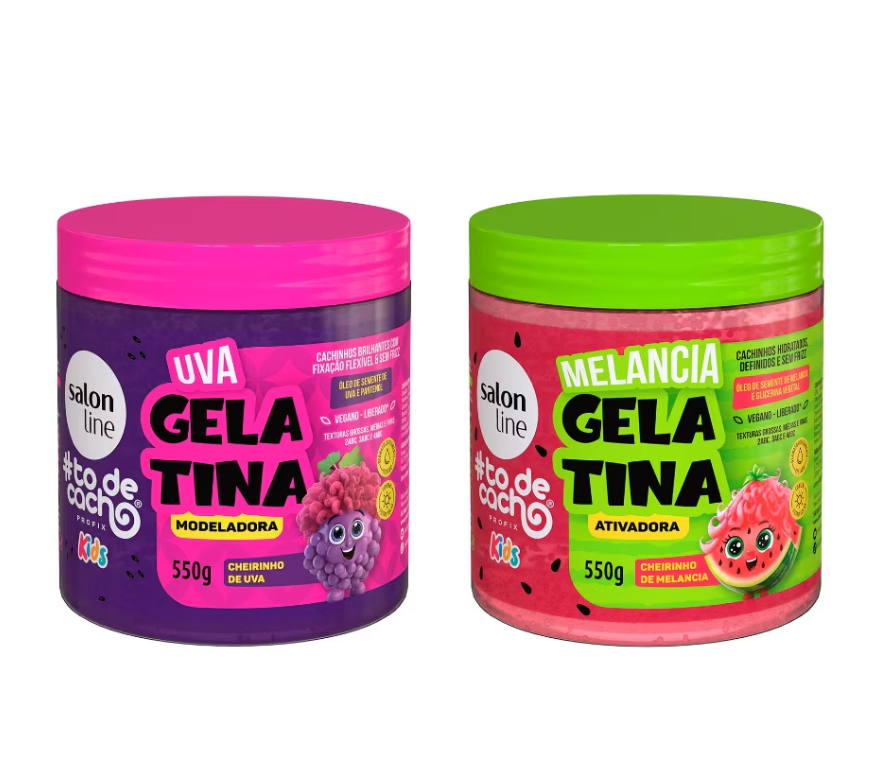 Kit duplinha de Gelatinas Melancia e Uva #todecacho Kids