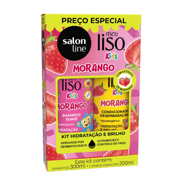 Kit Shampoo e Condicionador Morango Meu Liso Kids