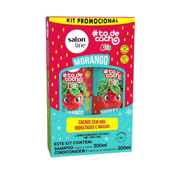 Kit Shampoo e Condicionador Morango CACHOS  #todecacho Kids