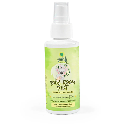 Baby Room Mist Spray Reconfortante Aromaterapêutico com Hidrolato de Melaleuca e Óleo Essencial de Eucalipto