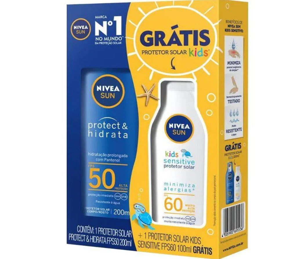 Nivea Sun Adult SPF50 200ml + Kids SPF60 100ml Sunscreen Kit