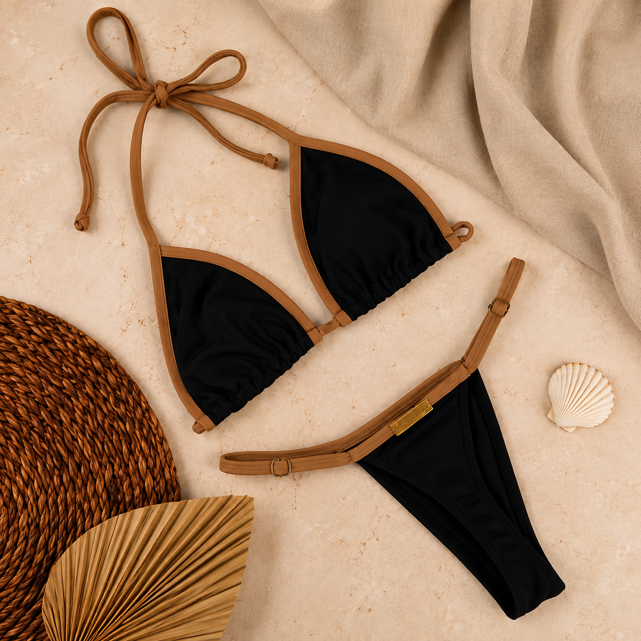 Black bikini with caramel details Fita Baby
