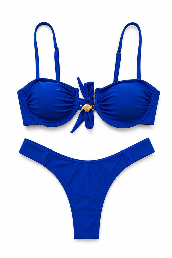 Women's Underwired Bikini Set with Shell Detail – Royal Blue Solara