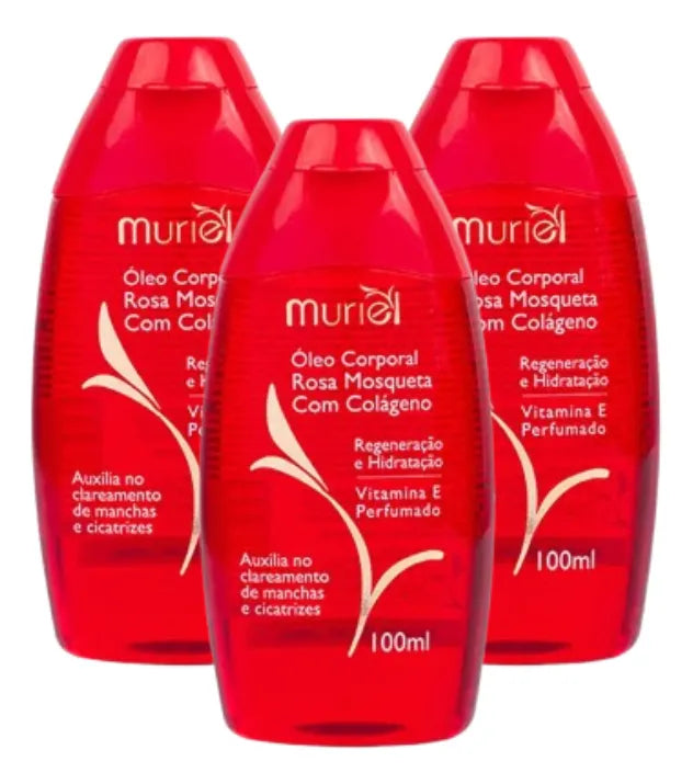 Kit 03 Óleos Corporal Rosa Mosqueta 100ml Muriel