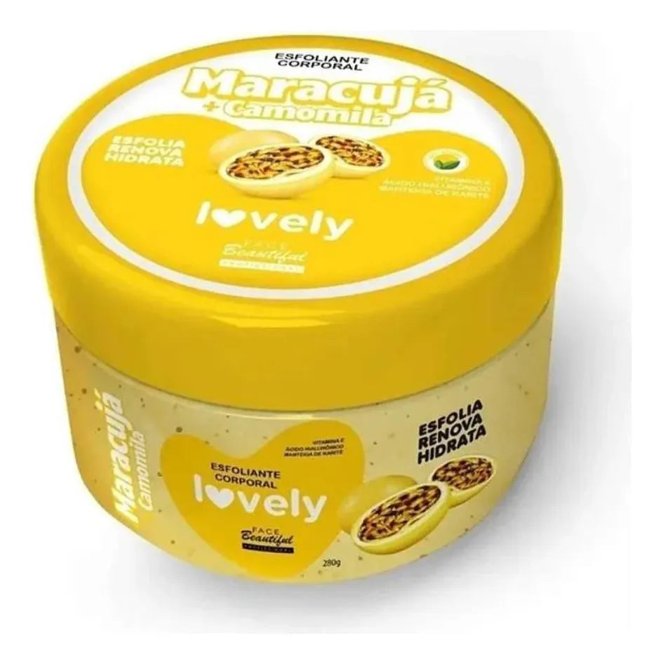 Passion fruit + chamomile body scrub from the Lovely Face Beautiful line, 280g