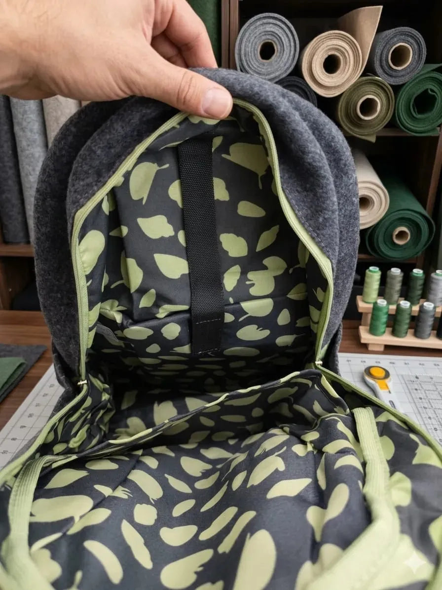Natura Mom and Baby Backpack with Changing Mat, Dad and Baby Edition, Dark Gray Color, Striped Fabric Design