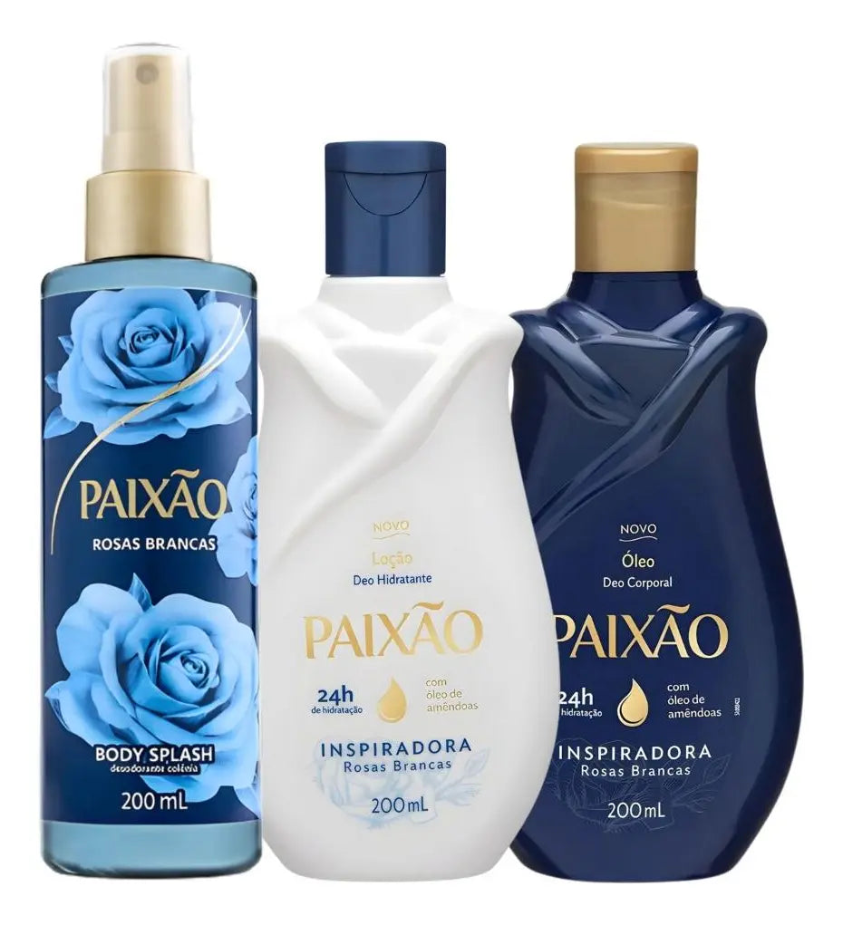Passion White Roses Kit: Moisturizer, Oil, and Body Splash
