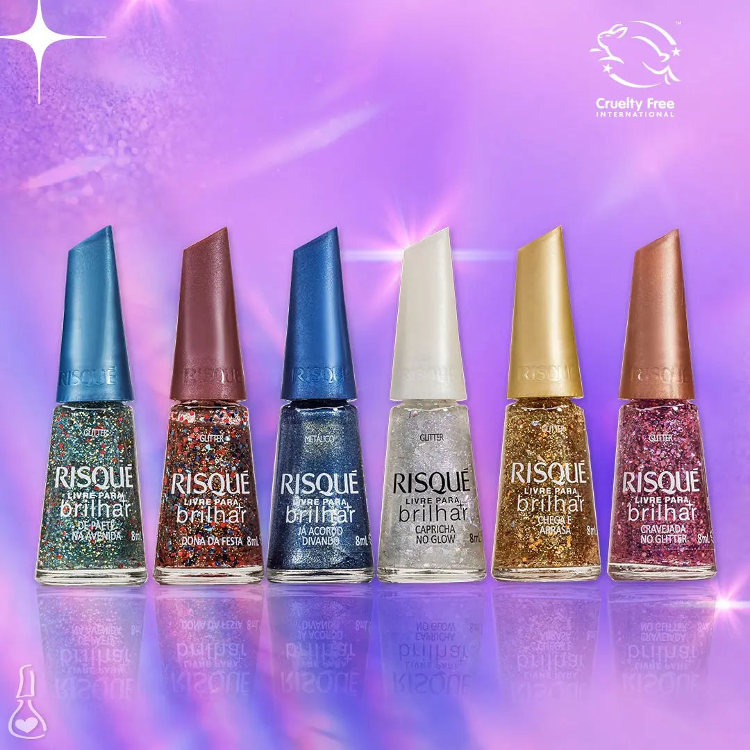 Kit of 6 Risqué Free to Shine Metallic Glitter Nail Polishes, 8ml