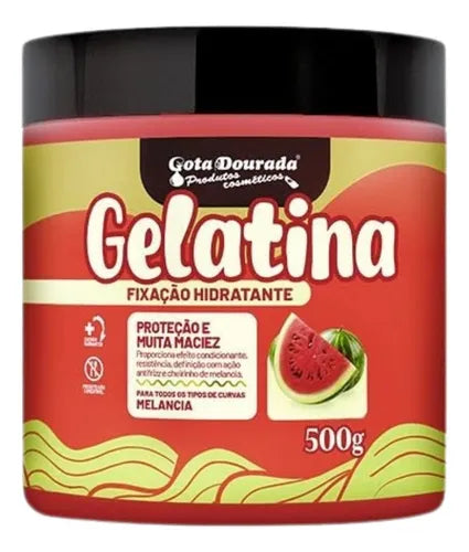 Gelatina Capilar Melancia Fixação Hidratante Gota Dourada