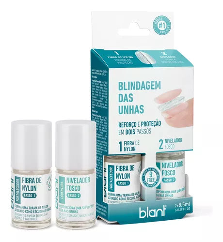 Blant Blindagem Das Unhas Kit Fibra Nylon + Nivelador Fosco