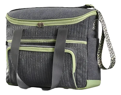 Large Natura Mum and Baby Maternity Bag with Grey and Green Striped Changing Mat