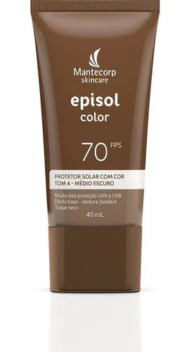 Protetor Solar Facial Episol Color Tom 4 Médio Escuro Fps 70