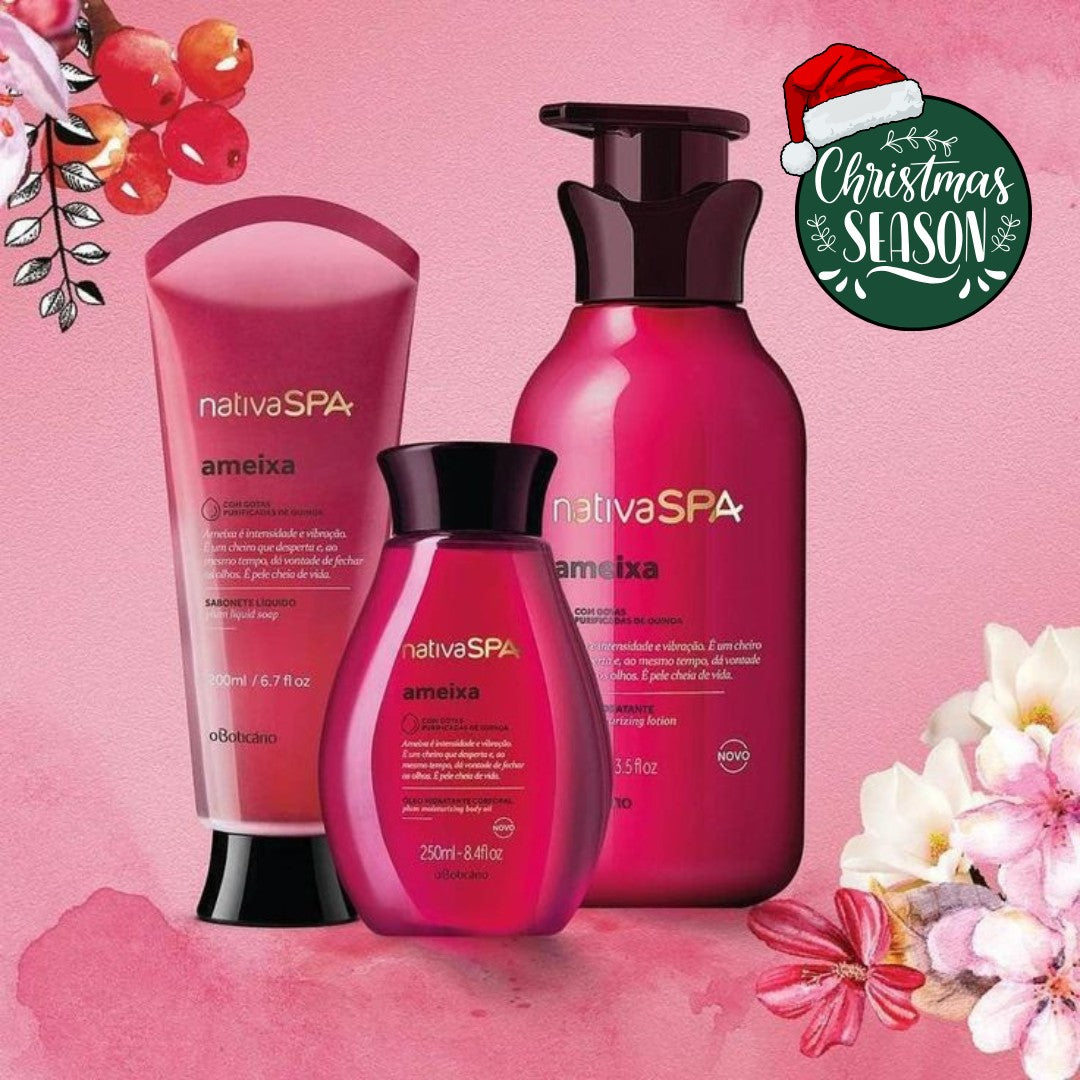 Nativa SPA Ameixa Kit Gift (400ml Lotion + Liquid Soap + Oil + Box + Bag)