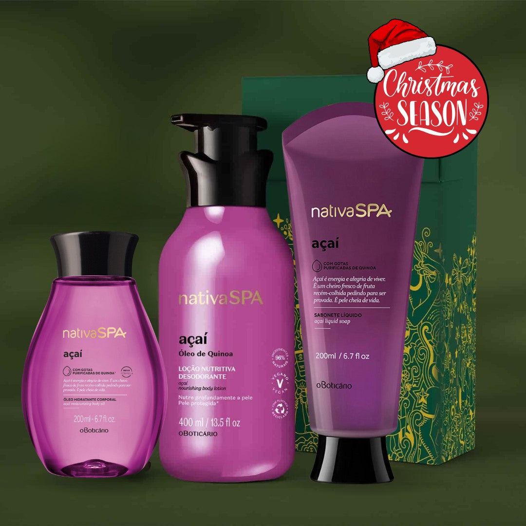 Nativa SPA Açaí Kit Gift (400ml Lotion + Liquid Soap + Oil + Box + Bag)