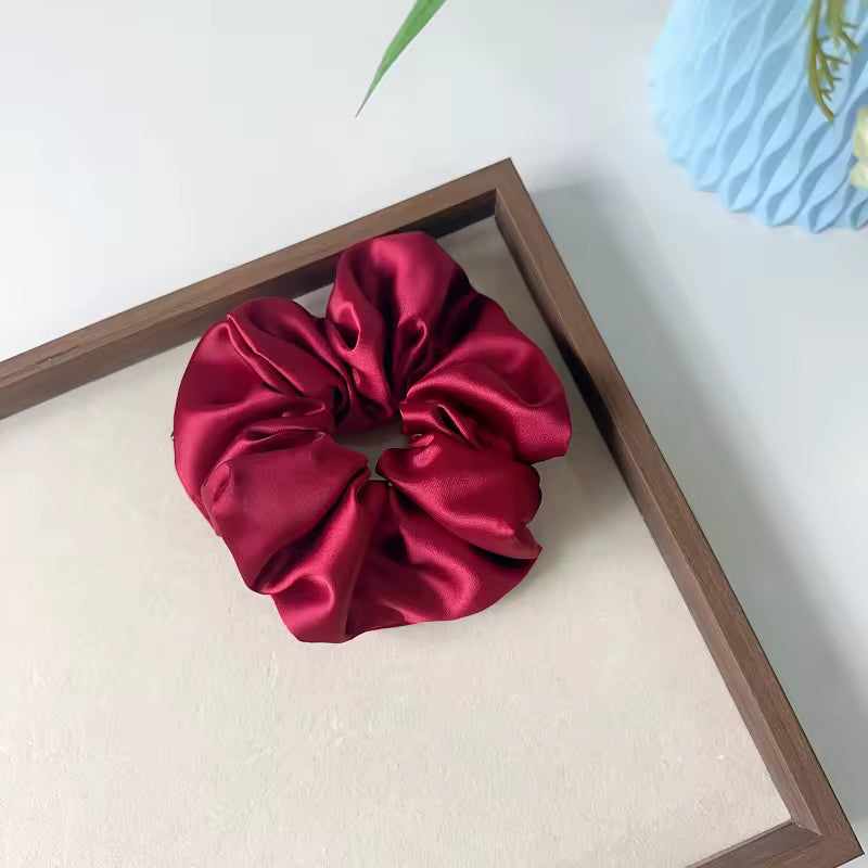 red satin hair clip