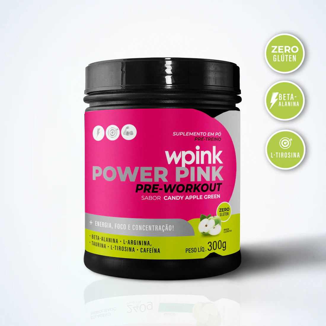 super power pink maçã verde - pré-treino - 300g- wp