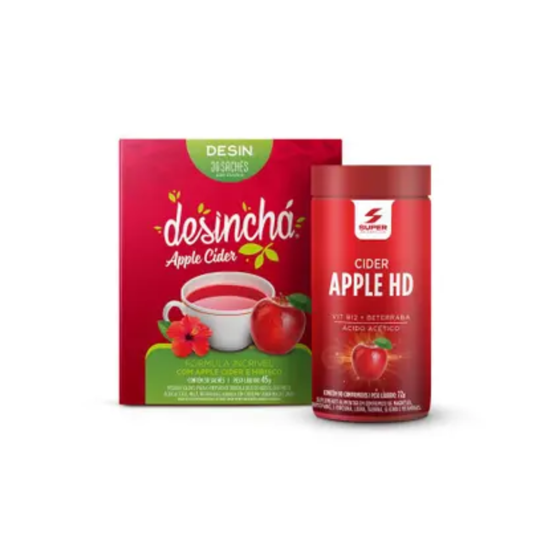 Kit Desinchá Apple Cider HD (60 cápsulas) + Chá Desinchá 30 Sachês   Apple Cider HD